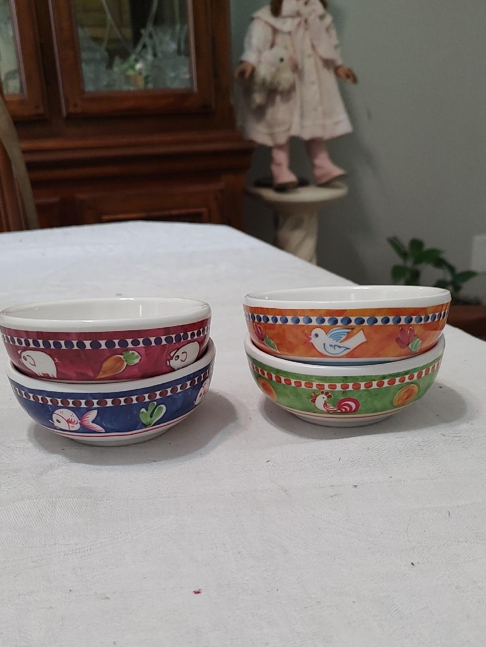 NWT Colorful Melamine Hand-Painted Ceramic Oil  Bowls - Set of 4